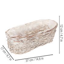 Artikel Korb Pflanzkorb Weide mit Folie Oval Weiß 37cm