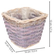 Artikel Pflanzkorb quadratisch Holz mit Folie 14x12cm bunt 4er-Set