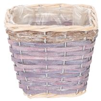 Artikel Pflanzkorb quadratisch Holz mit Folie 14x12cm bunt 4er-Set