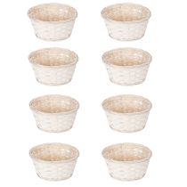 Artikel Set mit 8 weißen Bastkörben aus Spaltweide für kreative Deko und Aufbewahrung 20 cm