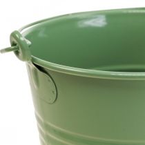 Pflanzkübel Vintage Deko Metalleimer Hellgrün Ø16cm H24cm