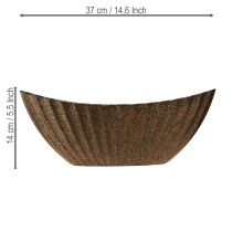Artikel Pflanzschale mit Rillen oval Schiffchen Anthrazit Gold 36cm für Floristen