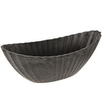 Artikel Pflanzschale oval Anthrazit 36cm mit Rillen - Maritim Stil, Dekoschale für Floristen, B2B-Angebot