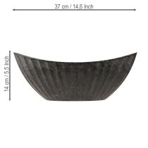 Artikel Pflanzschale oval Anthrazit 36cm mit Rillen - Maritim Stil, Dekoschale für Floristen, B2B-Angebot
