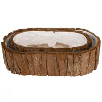 Artikel Pflanzschale oval aus Rinde Natur, rustikale Tischdeko, 2er Set 30,5x15cm / 24x11cm