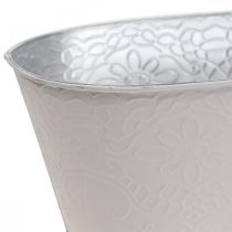 Pflanzschale Metall Blumenschale Oval Creme 25x14,5x10cm