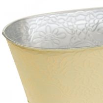 Pflanzschale Metall Blumenschale Oval Gelb 25x14,5x10cm