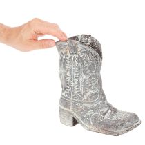 Artikel Deko Cowboy-Stiefel Pflanzschuh Polyresin 24cm Grau