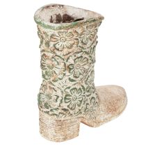 Artikel Blumentopf Polyresin Cowboystiefel 24 cm Blumenmuster Braun/Weiß/Grün