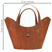 Artikel Pflanztasche Metall Rost Deko Übertopf Henkeln H36cm Garten