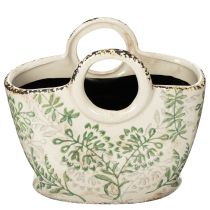Artikel Keramik Pflanztasche mit Blattmuster für Innen- und Außenbereich 21 cm