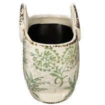 Artikel Keramik Pflanztasche mit Blattmuster für Innen- und Außenbereich 21 cm