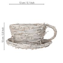 Artikel Rustikale Teetasse aus geflochtener Weide in Weiß-Grau, 13 cm, dekorativ und vielseitig