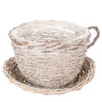 Artikel Korb-Tasse mit Unterteller aus Weide, 34 cm, Weiß-Grau, mit Folie