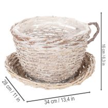 Artikel Korb-Tasse mit Unterteller aus Weide, 34 cm, Weiß-Grau, mit Folie