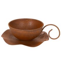 Artikel Pflanztasse mit Untertasse Pflanztopf Rost Ø19,5cm H8cm