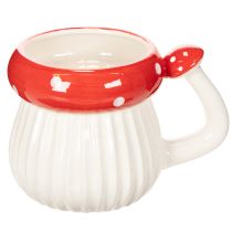 Artikel Keramik-Dekotasse Fliegenpilz 10 cm Weiß-Rot, dekorative Verwendung