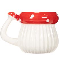 Artikel Keramik-Dekotasse Fliegenpilz 10 cm Weiß-Rot, dekorative Verwendung