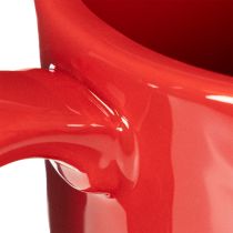 Artikel Keramik Pflanzgefäß Tasse mit Unterteller Rot 17cm