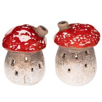 Artikel Pilzhaus Deko-Lichthäuschen Keramik 10 cm Rot-Weiß 2er-Set Innenbereich