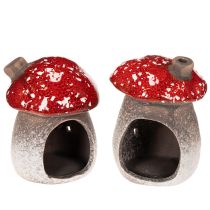 Artikel Pilzhaus Deko-Lichthäuschen Keramik 10 cm Rot-Weiß 2er-Set Innenbereich