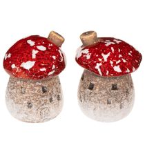 Artikel Pilzhaus Miniatur Fliegenpilz 6cm Keramik rot-weiß 2 Stück Innenbereich