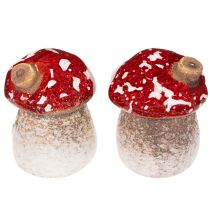 Artikel Pilzhaus Miniatur Fliegenpilz 6cm Keramik rot-weiß 2 Stück Innenbereich