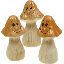 Artikel Deko Pilze Keramik Braun Herbstdeko Figuren Ø6cm H10,5cm 3 St