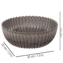 Artikel Runde Kunststoffschale gerillt 20 cm Anthrazit für Gestecke 2 Stück