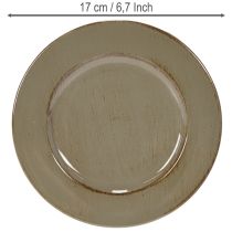 Artikel Kunststoff Dekoteller rund 17 cm dunkelgrün-braun 6 Stück