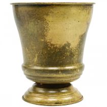 Artikel Vintage Übertopf Metall Pokalvase Messing für stilvolle Blumenpräsentation Ø17cm H19cm