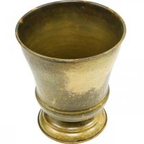 Artikel Vintage Übertopf Metall Pokalvase Messing für stilvolle Blumenpräsentation Ø17cm H19cm