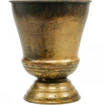 Artikel Antik-Stil Metall Übertopf Pokalvase Messing-Optik, Vielseitig & Robust Ø14cm H17cm