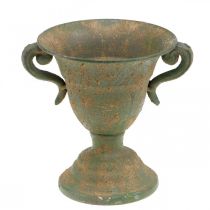 Metall-Amphore, Pflanz-Pokal, Kelch mit Henkeln Ø12,5cm H15cm