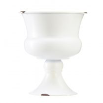 Artikel Pflanzpokal Metall Weiß Ø13,5cm H19cm, ideal für Trockenblumen und Frühlingsdeko