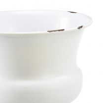 Artikel Pflanzpokal Metall Weiß Ø13,5cm H19cm, ideal für Trockenblumen und Frühlingsdeko