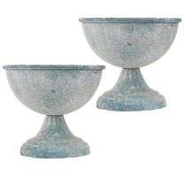 Artikel Pokalschale Klein Antik Metall Deko Ø12cm Blau Weiß