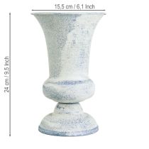 Artikel Pokalvase im Kelch-Design Ø16,5cm H24cm Antik Weiß-Blau