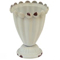 Pokalvase Metall Deko Pokal Creme Braun Ø9cm H13cm