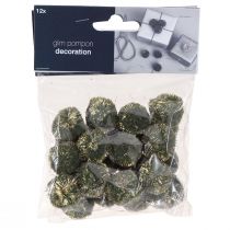 Artikel Glitzernde Grüne Pompons 2,5cm - Weihnachtsdeko Pompons Glitter 24 Stück
