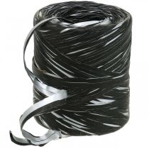 Raffia Band Schwarz Silber Geschenkband Dekoband 200m