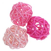 Rattanbälle Rosa sortiert Ø4cm 24St