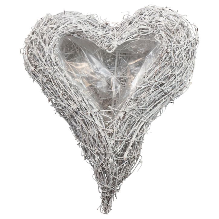 Rebenherz Pflanzherz Pflanzschale Weiß Natur 16×19cm×5,5cm