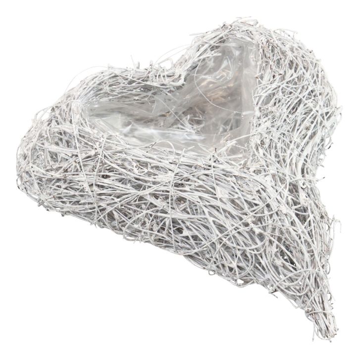 Rebenherz Pflanzherz Pflanzschale Weiß Natur 16×19cm×5,5cm
