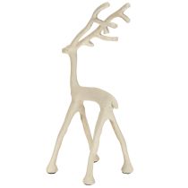 Artikel Elegante Rentier-Dekofigur aus Metall in Grau-Beige für moderne Weihnachtsdekoration, Höhe 27,5 cm