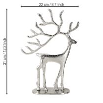Artikel Elegante Rentier Figur Metall Silber 31cm Weihnachtsdeko