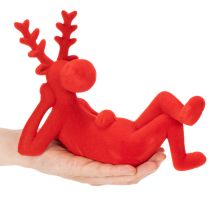 Artikel Dekofigur Rentier Kunststoff beflockt Rot liegend 24cm 2er-Set