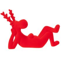 Artikel Dekofigur Rentier Kunststoff beflockt Rot liegend 24cm 2er-Set