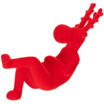 Artikel Dekofigur Rentier Kunststoff beflockt Rot liegend 24cm 2er-Set