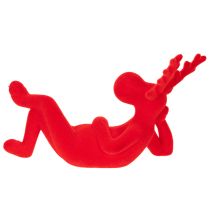 Artikel Dekofigur Rentier Kunststoff beflockt Rot liegend 24cm 2er-Set